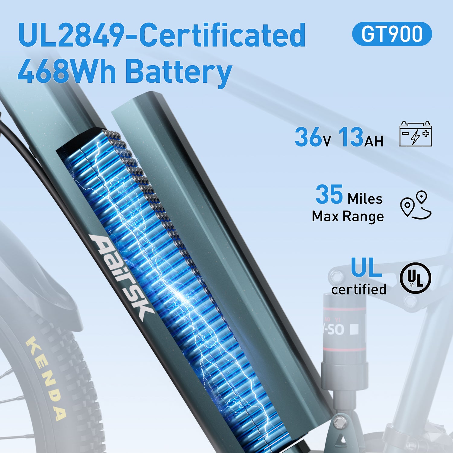 Aairsk GT300 Long-Range E-Bike for Adults
