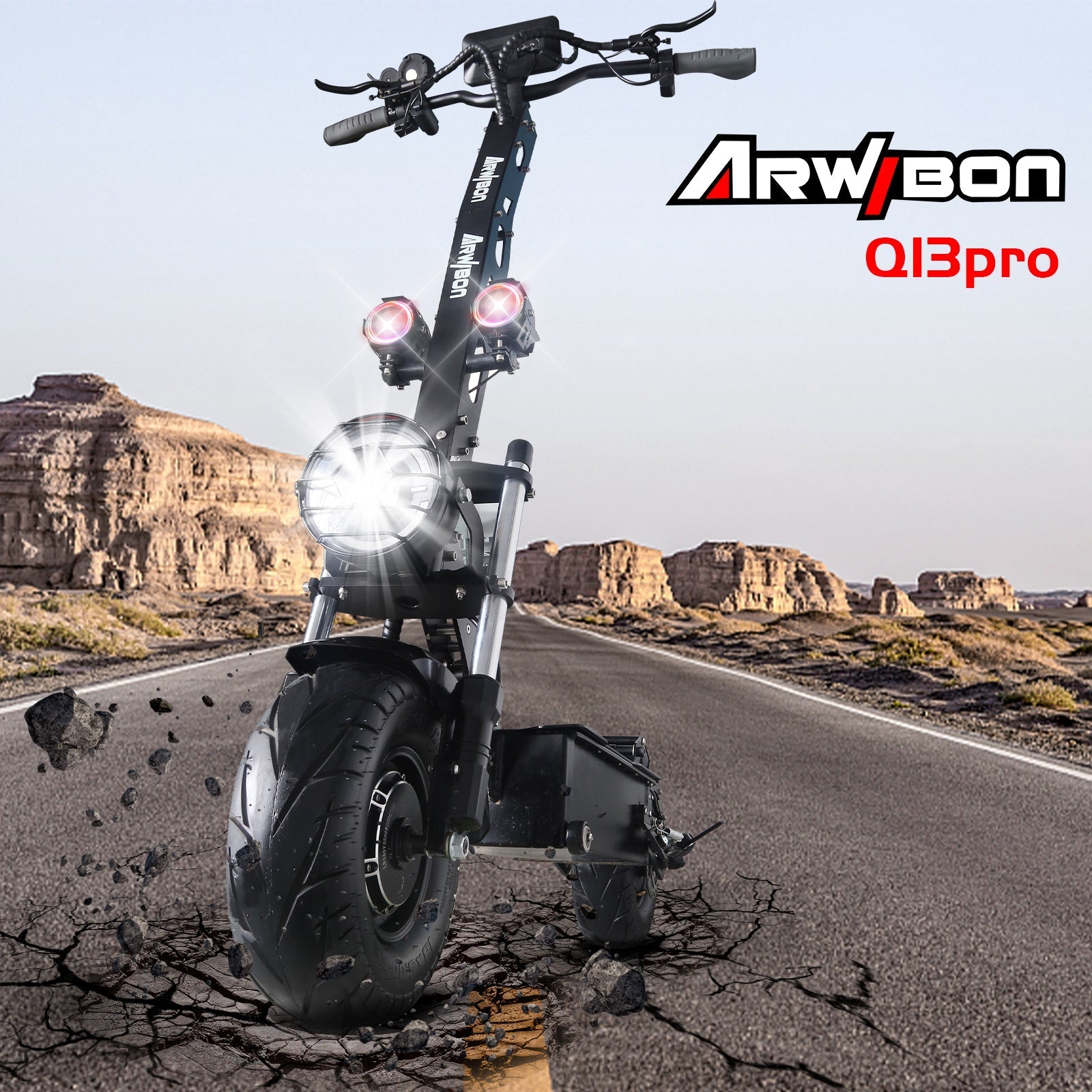 Arwibon Q13Pro Electric Scooter Adults--7000W 50 MPH 60V50AH Dual Drive 30-40 Miles Range 13" Large Tires with Dual 2 Chargers Foldable Commuter Scooter Double Brake